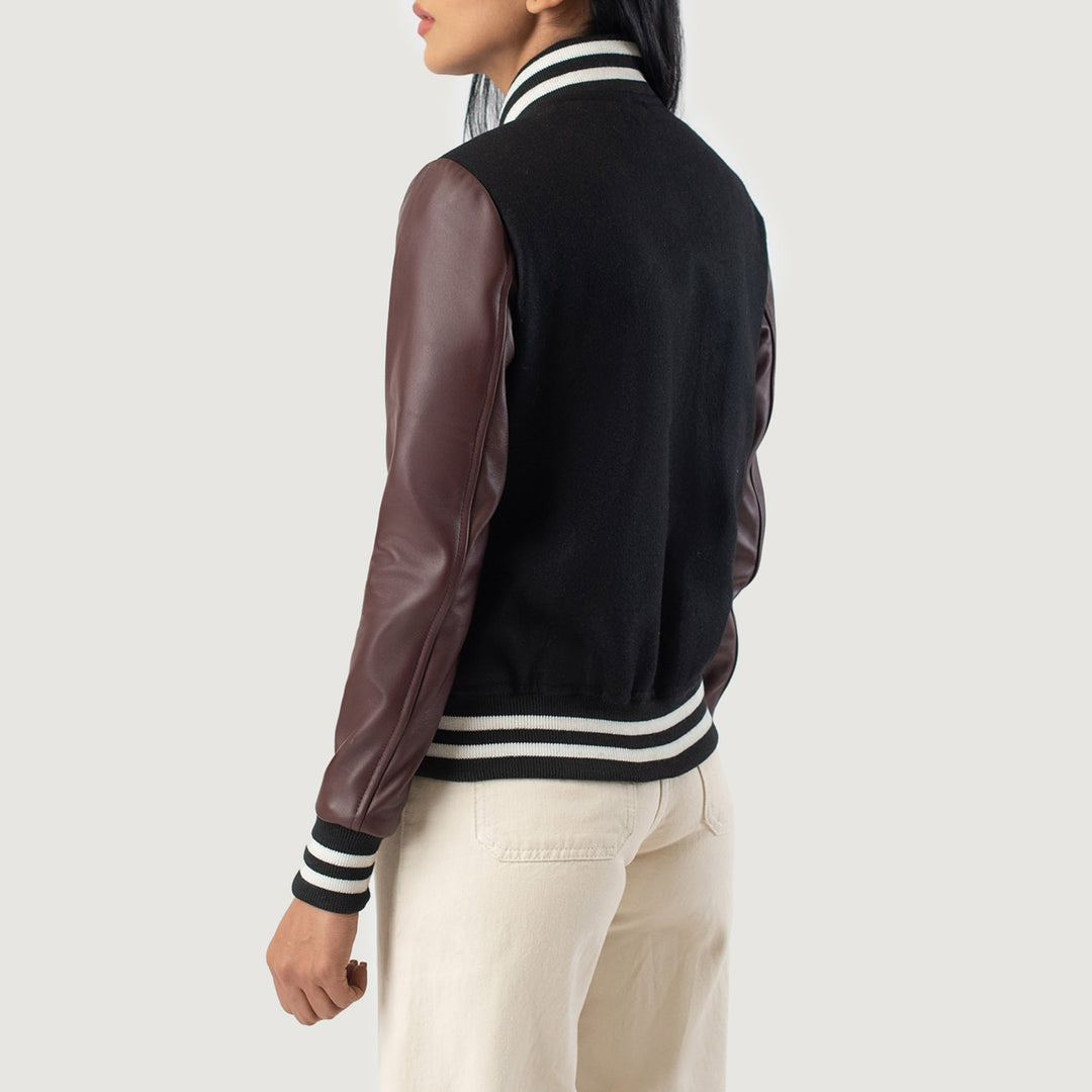 Savant Maroon & Black Hybrid Varsity Jacket image 6