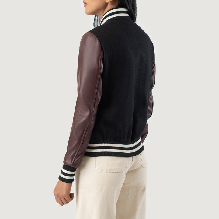 Savant Maroon & Black Hybrid Varsity Jacket image 6