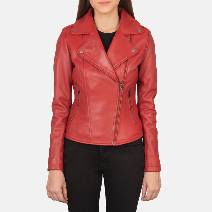 Flashback Red Leather Biker Jacket image 1
