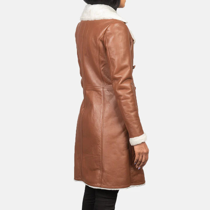 Amie Brown Double Breasted Shearling Coat image 4