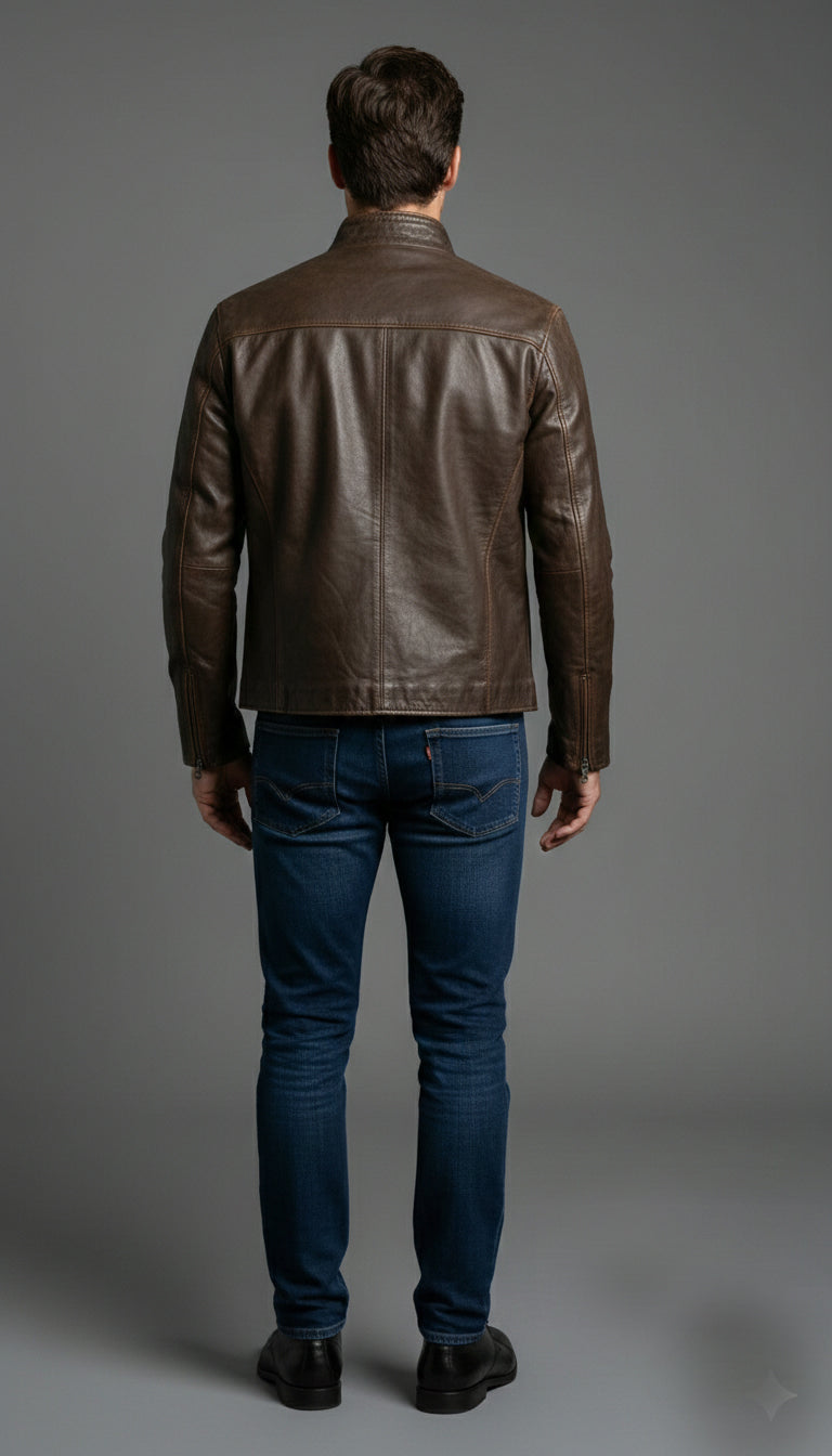 Driggs Leather  Mens Jacket Brown + free Crocodile card wallet