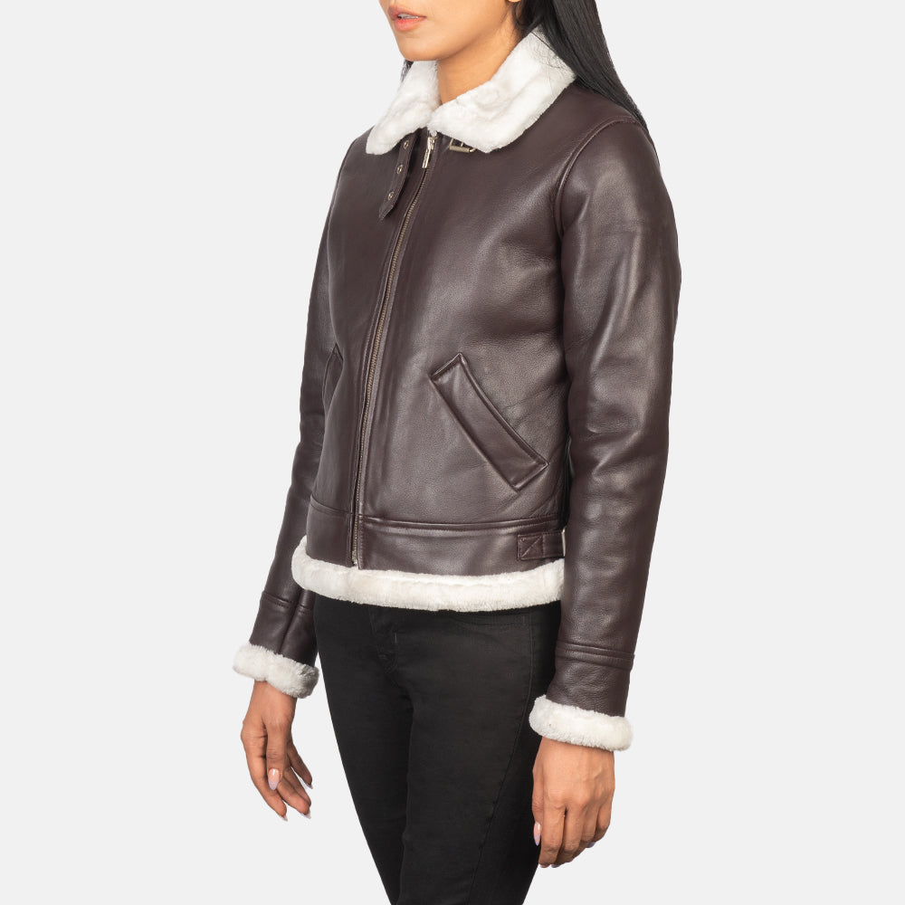 Sherilyn B-3 Maroon Leather Bomber Jacket image 4
