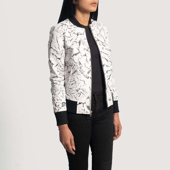 Donna Blake White Leather Bomber Jacket image 2