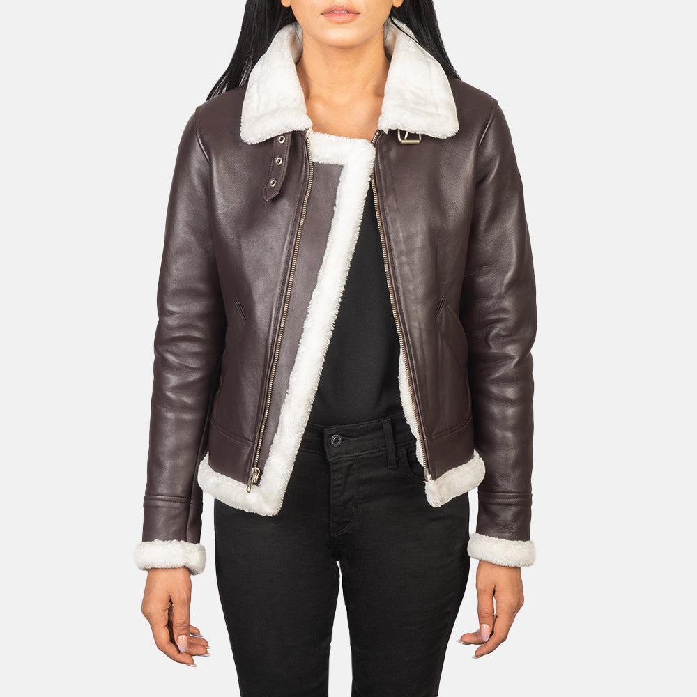 Kelsee Blue Leather Biker Jacket For Women image 3