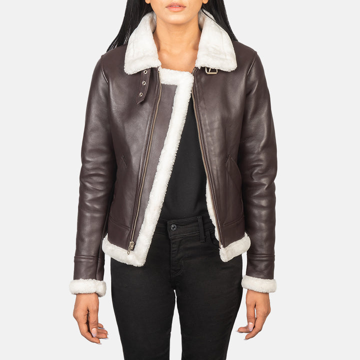 Kelsee Blue Leather Biker Jacket For Women image 3