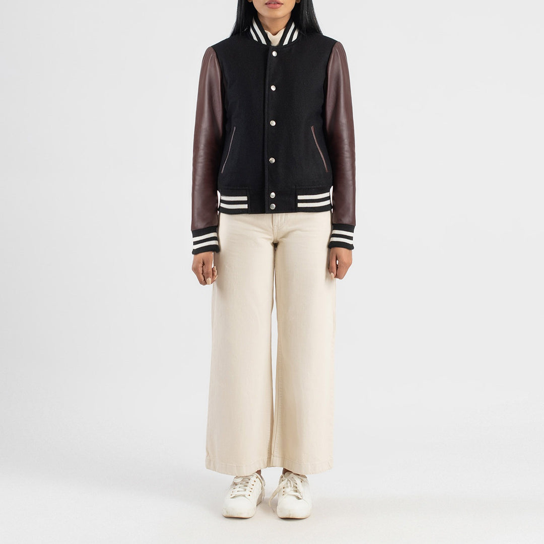 Savant Maroon & Black Hybrid Varsity Jacket image 0