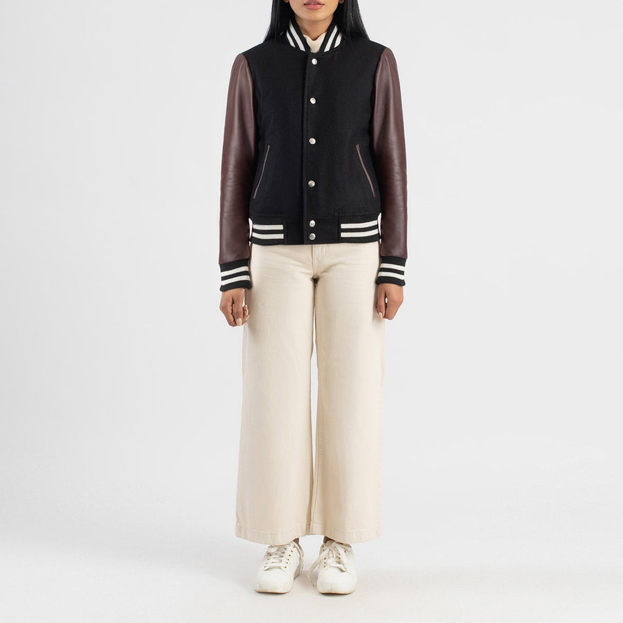 Savant Maroon & Black Hybrid Varsity Jacket image 0