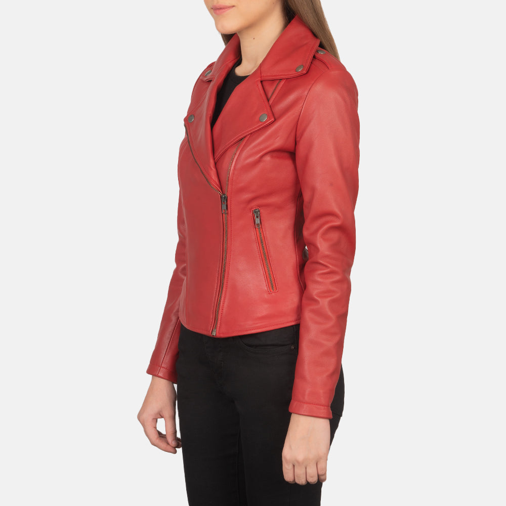 Flashback Red Leather Biker Jacket image 4