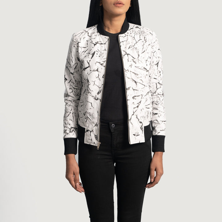 Donna Blake White Leather Bomber Jacket image 3