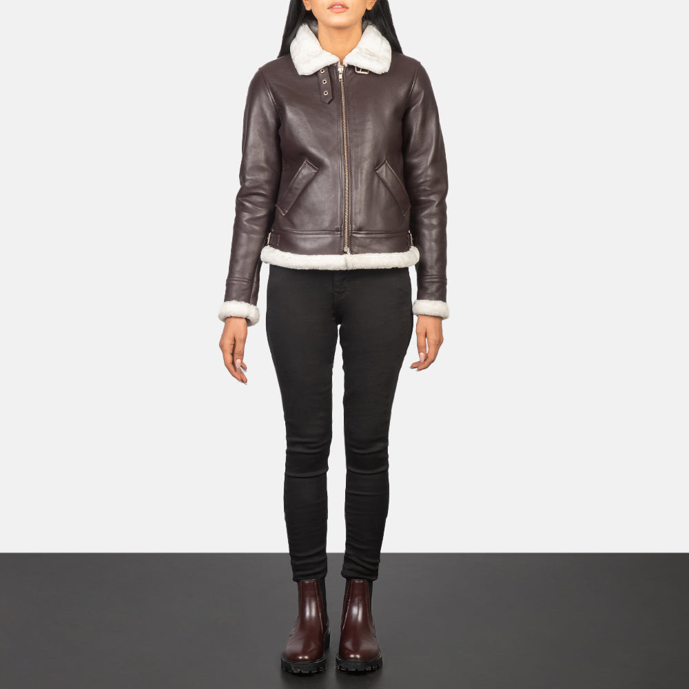 Sherilyn B-3 Maroon Leather Bomber Jacket image 0