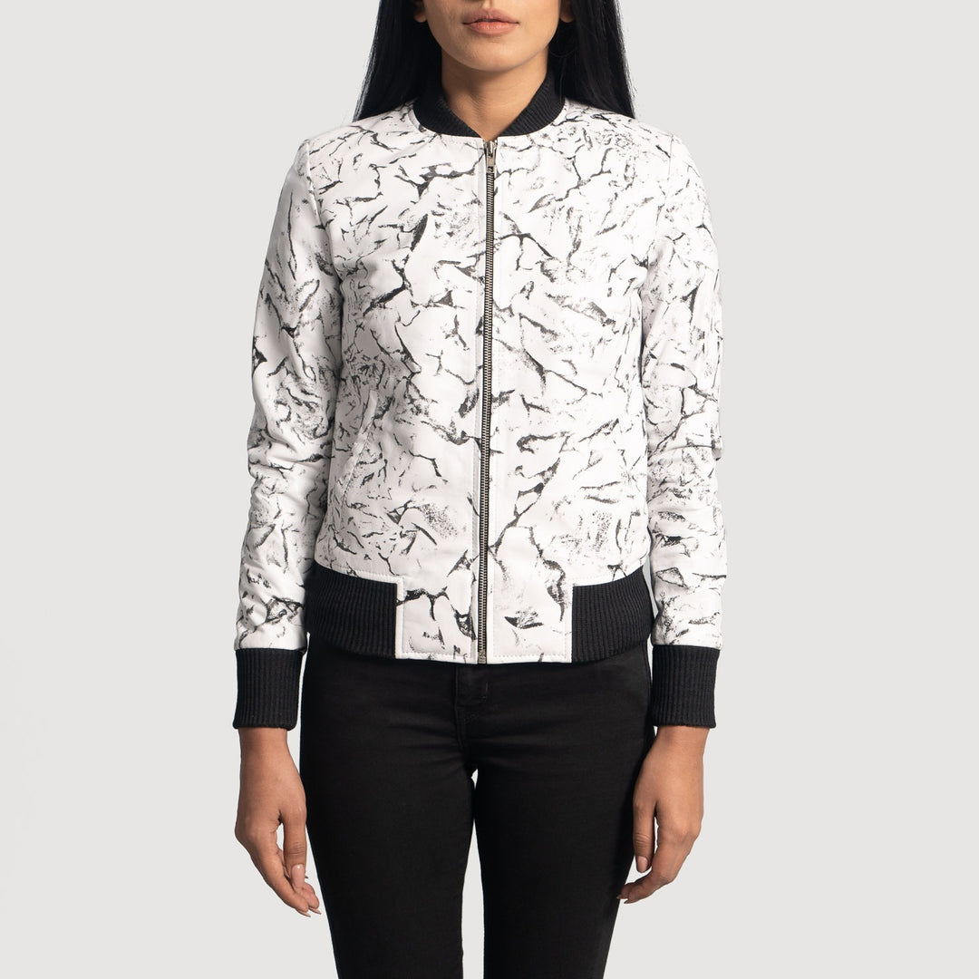 Donna Blake White Leather Bomber Jacket image 6