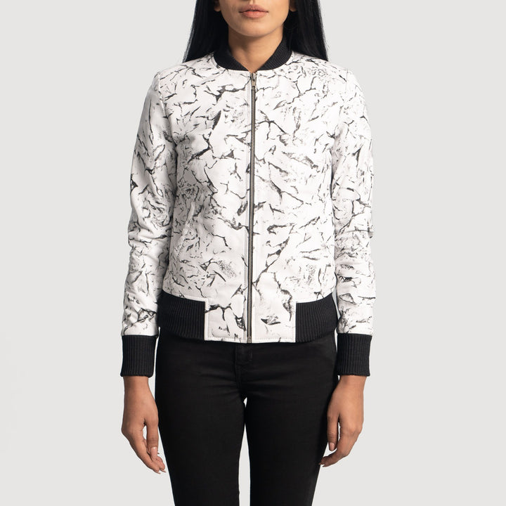 Donna Blake White Leather Bomber Jacket image 6