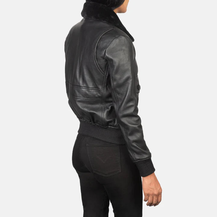 Stella G-1 Black Leather Bomber Jacket image 3