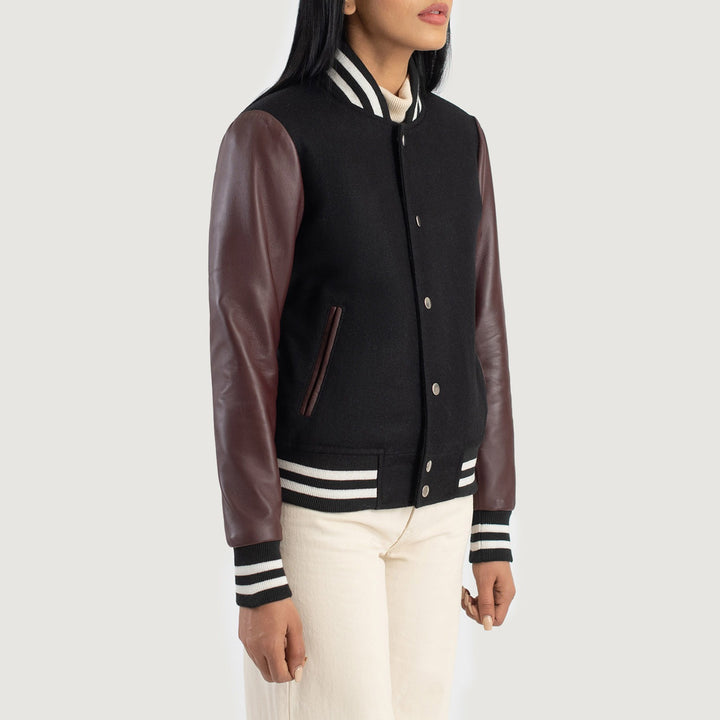 Savant Maroon & Black Hybrid Varsity Jacket image 5