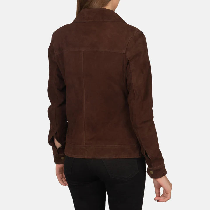 Suzy Mocha Suede Trucker Jacket For Women image 1