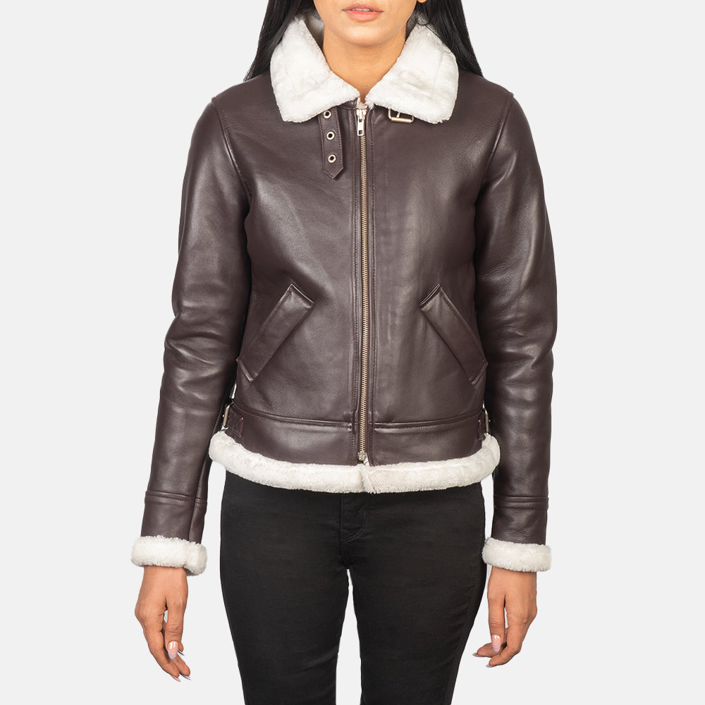 Kelsee Blue Leather Biker Jacket For Women image 1