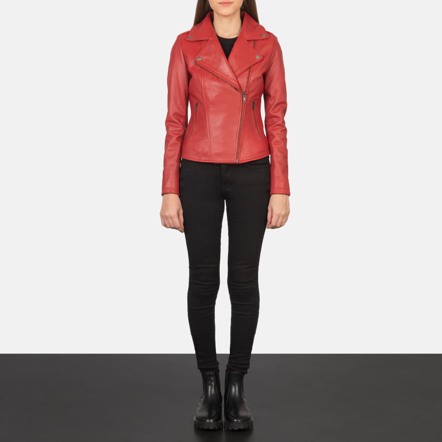 Flashback Red Leather Biker Jacket image 0