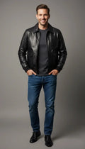Dark brown antique leather biker jacket My Store