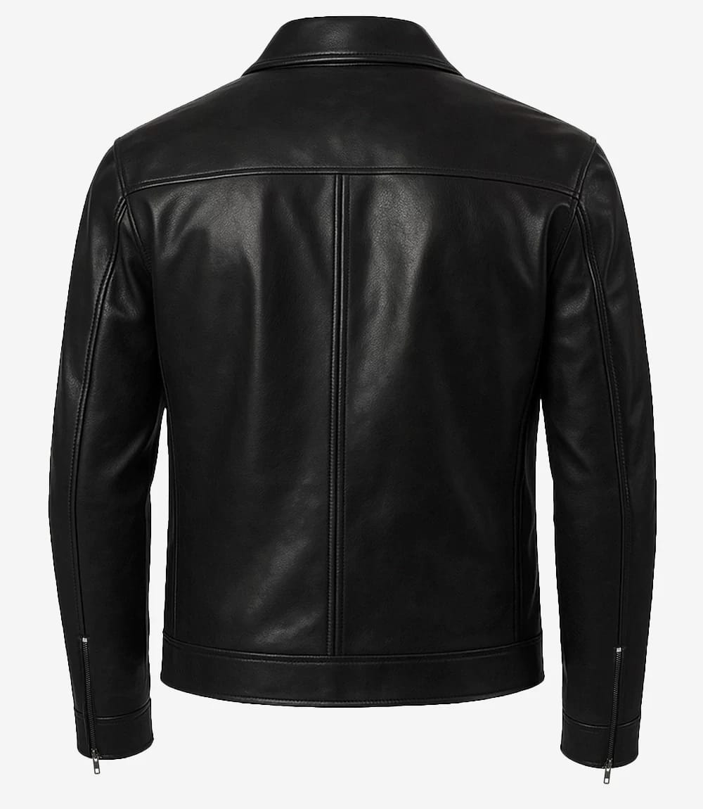 Black Leather Jacket Back View