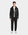 MANUS B Men's Leather Moto Jacket front view in premium black sheepskin leather by Pelleaura