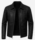 Black Leather Jacket Front View