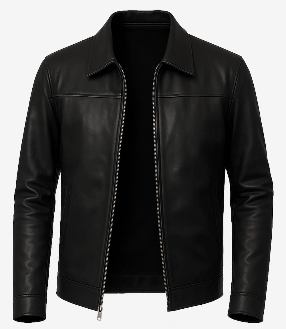 Black Leather Jacket Front View