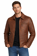 Pelleaura - Heavyweight  Nubuck Leather Delivery Jacket Pelleaura | Premium Quality Leather Stuff Brand USA