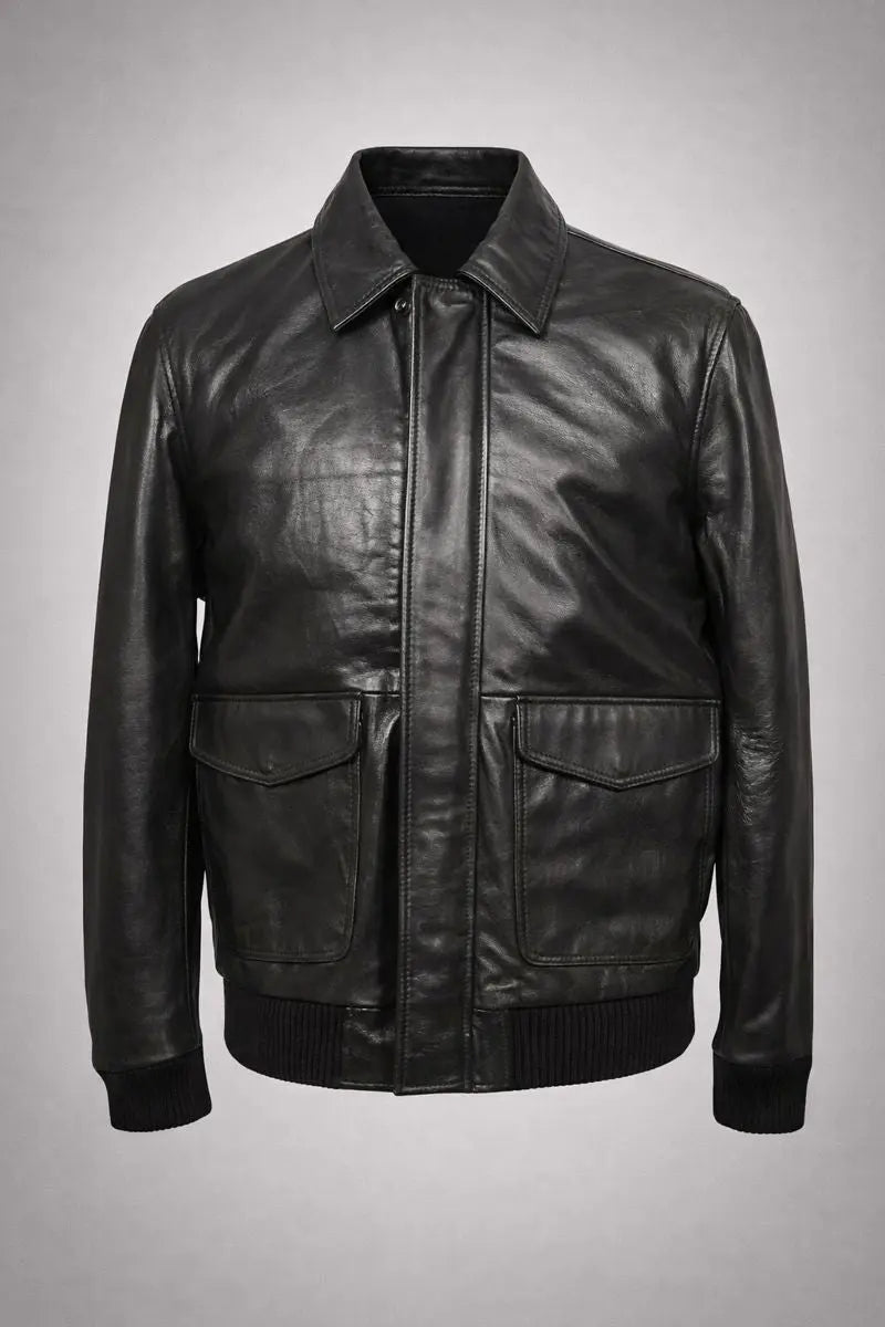 Dark brown antique leather biker jacket My Store