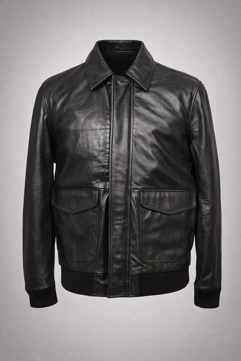 Dark brown antique leather biker jacket