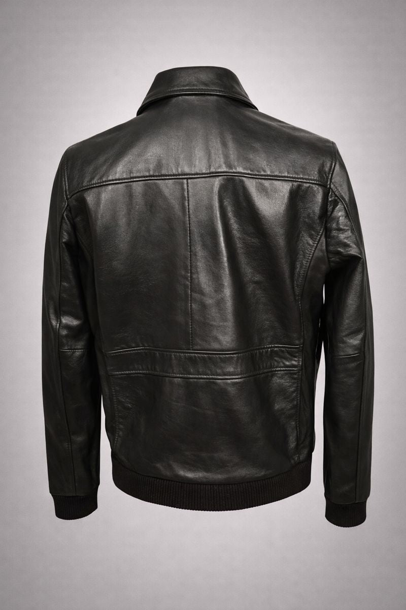 Dark brown antique leather biker jacket