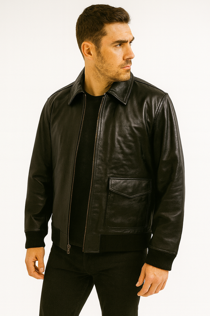 Dark brown antique leather biker jacket