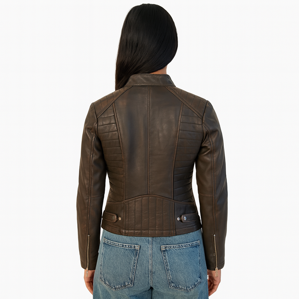 Rachel Womens Dark Brown Leather Jacket