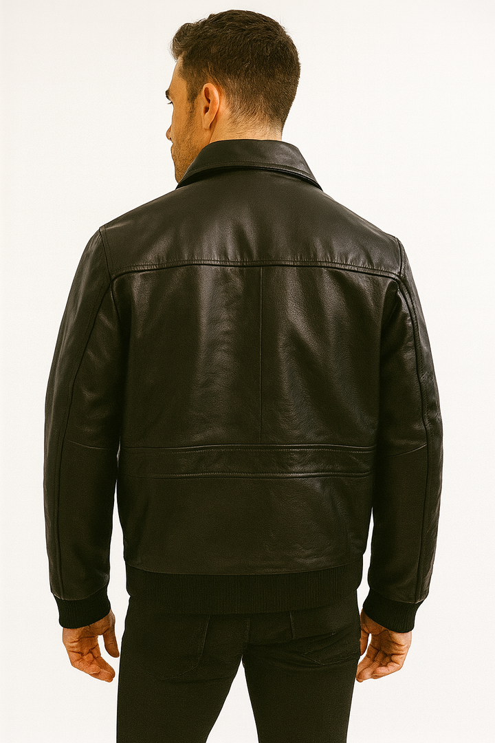 Dark brown antique leather biker jacket