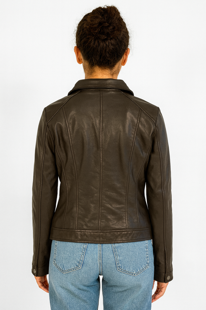 Pelleaura Flashback Maroon Leather Biker Jacket