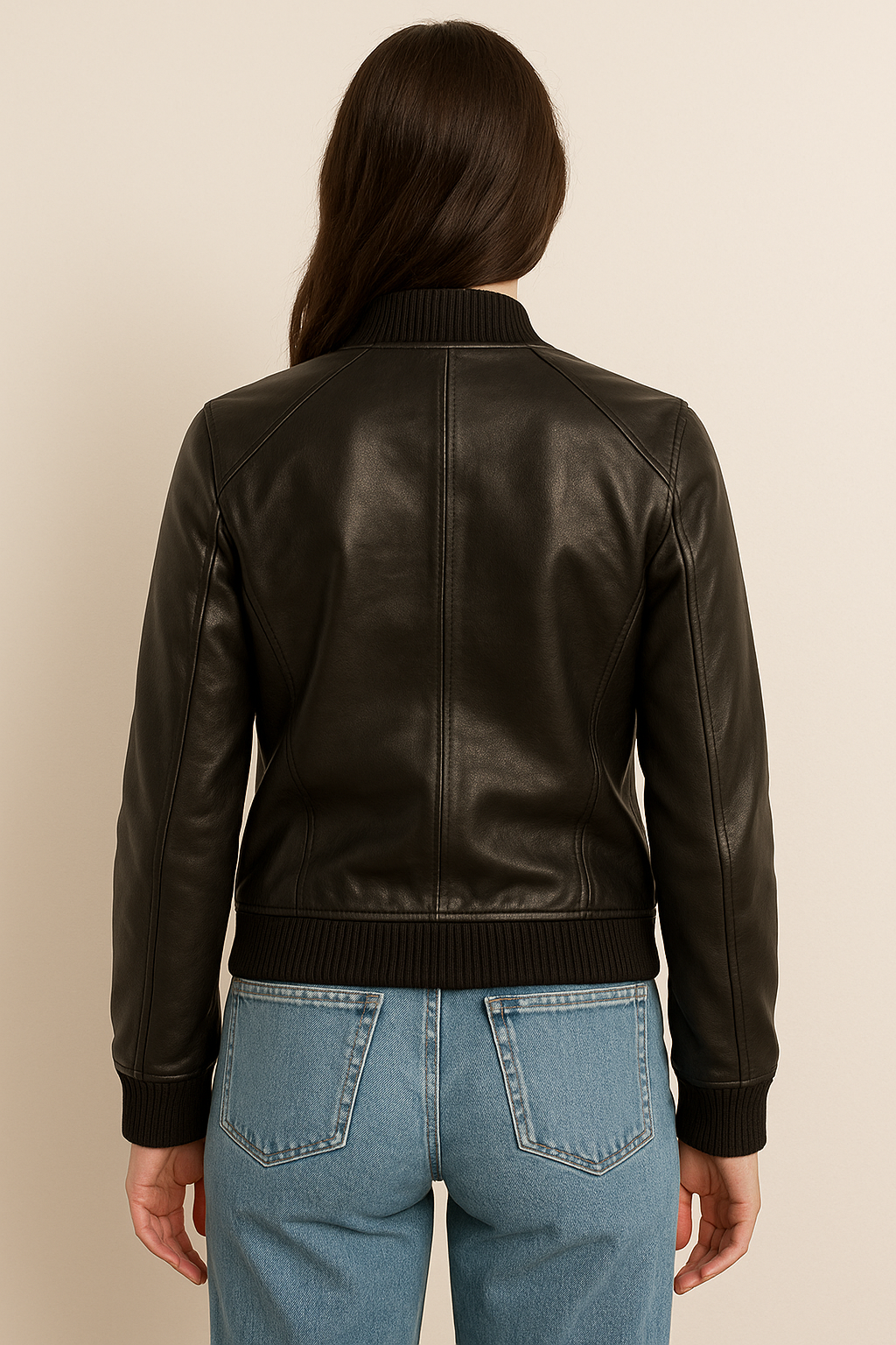 Bliss Black Leather Bomber Jacket