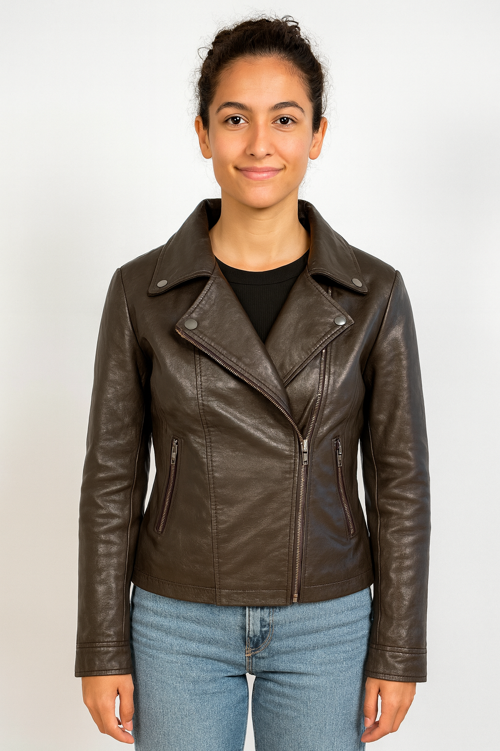 Pelleaura Flashback Maroon Leather Biker Jacket