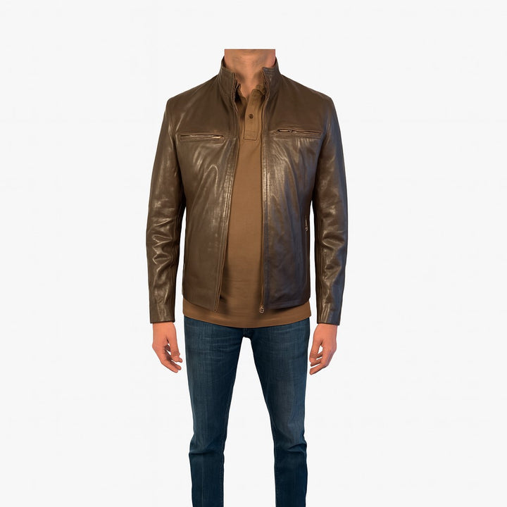 Driggs Leather  Mens Jacket Brown + free Crocodile card wallet