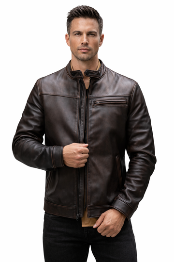 Pelleaura Black Coffee Roadster Leather jacket