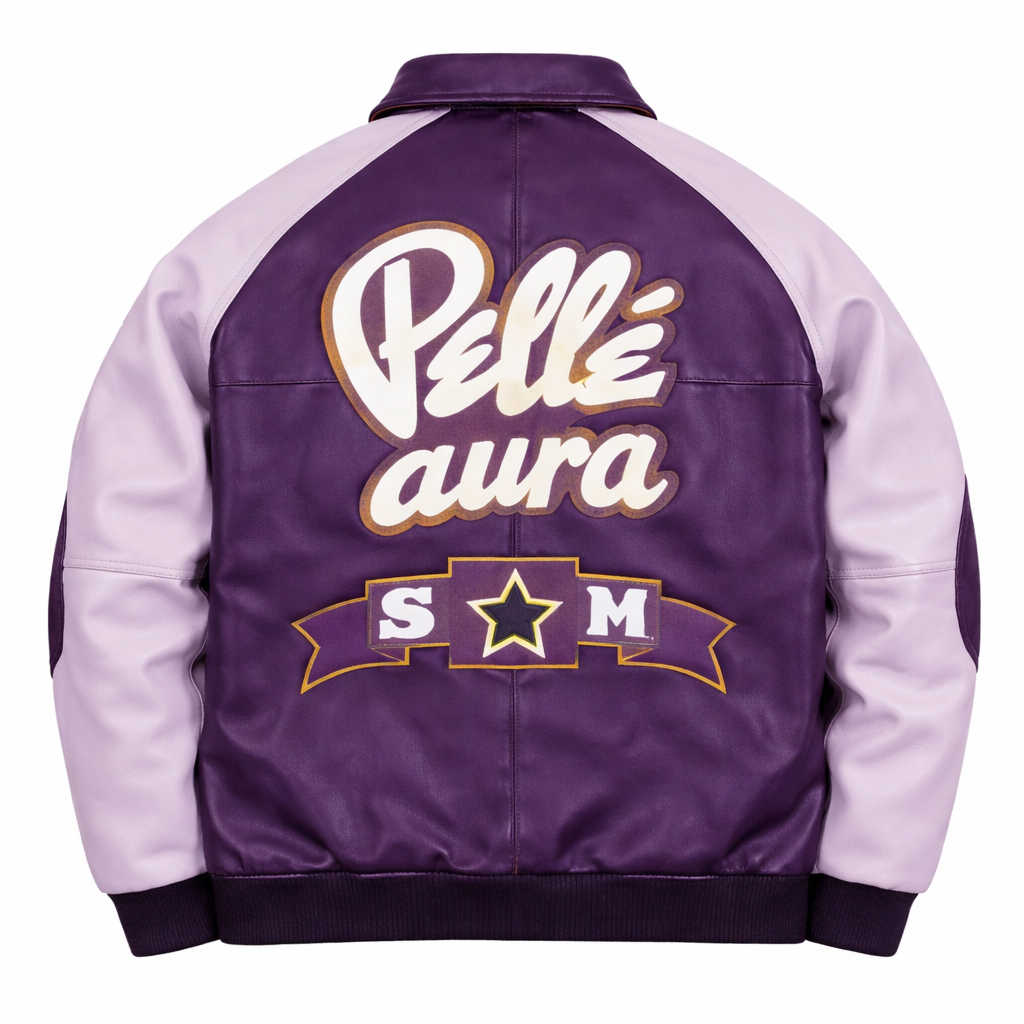 Pelleaura SM Collectors Varsity Leather Jacket – Purple Edition Pelleaura | Premium Quality Leather Stuff Brand USA