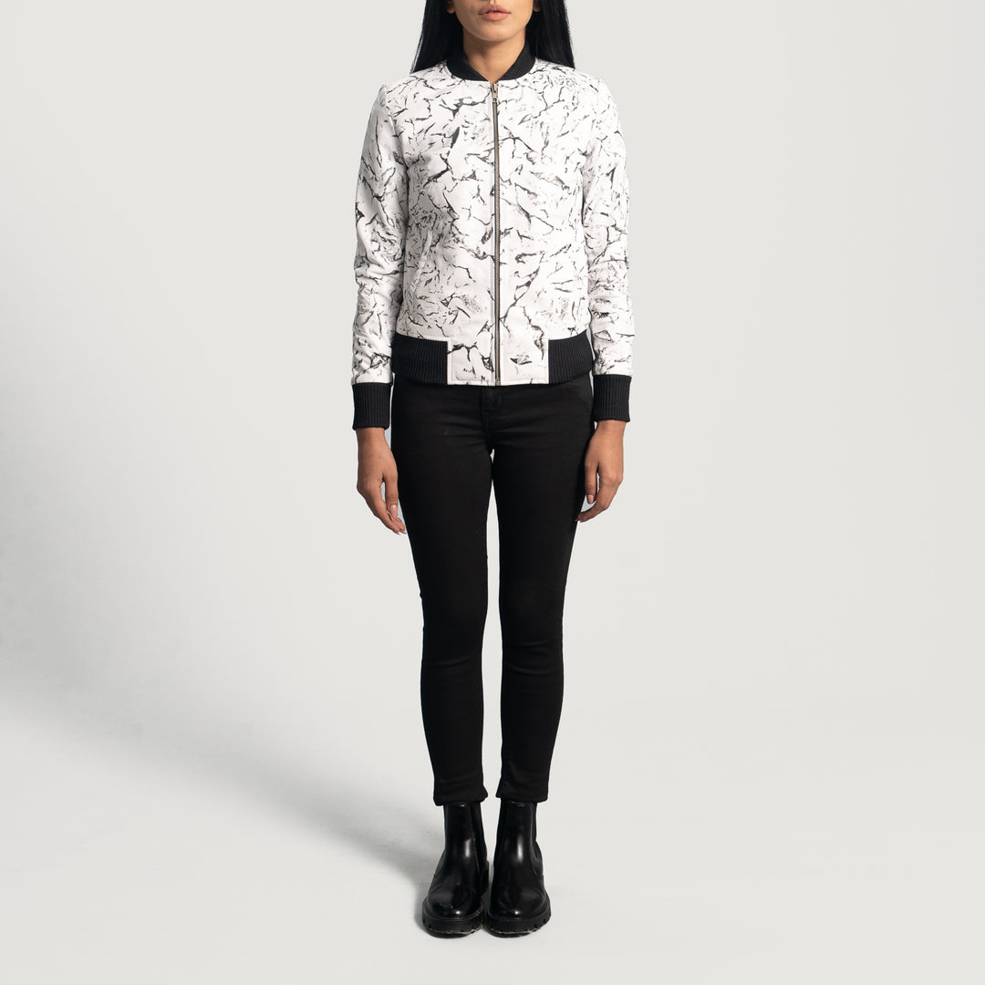 Donna Blake White Leather Bomber Jacket image 0