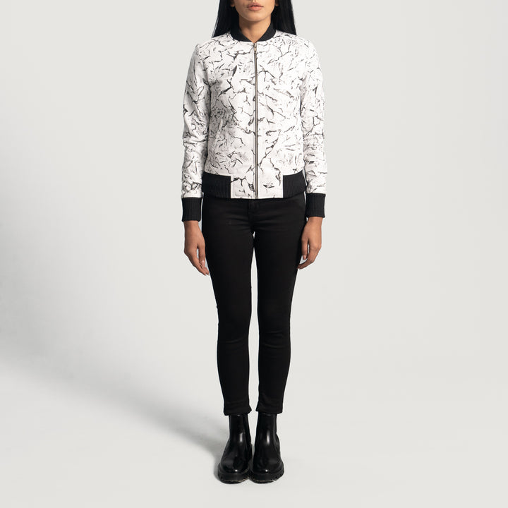 Donna Blake White Leather Bomber Jacket image 0