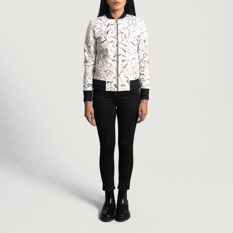 Donna Blake White Leather Bomber Jacket image 0