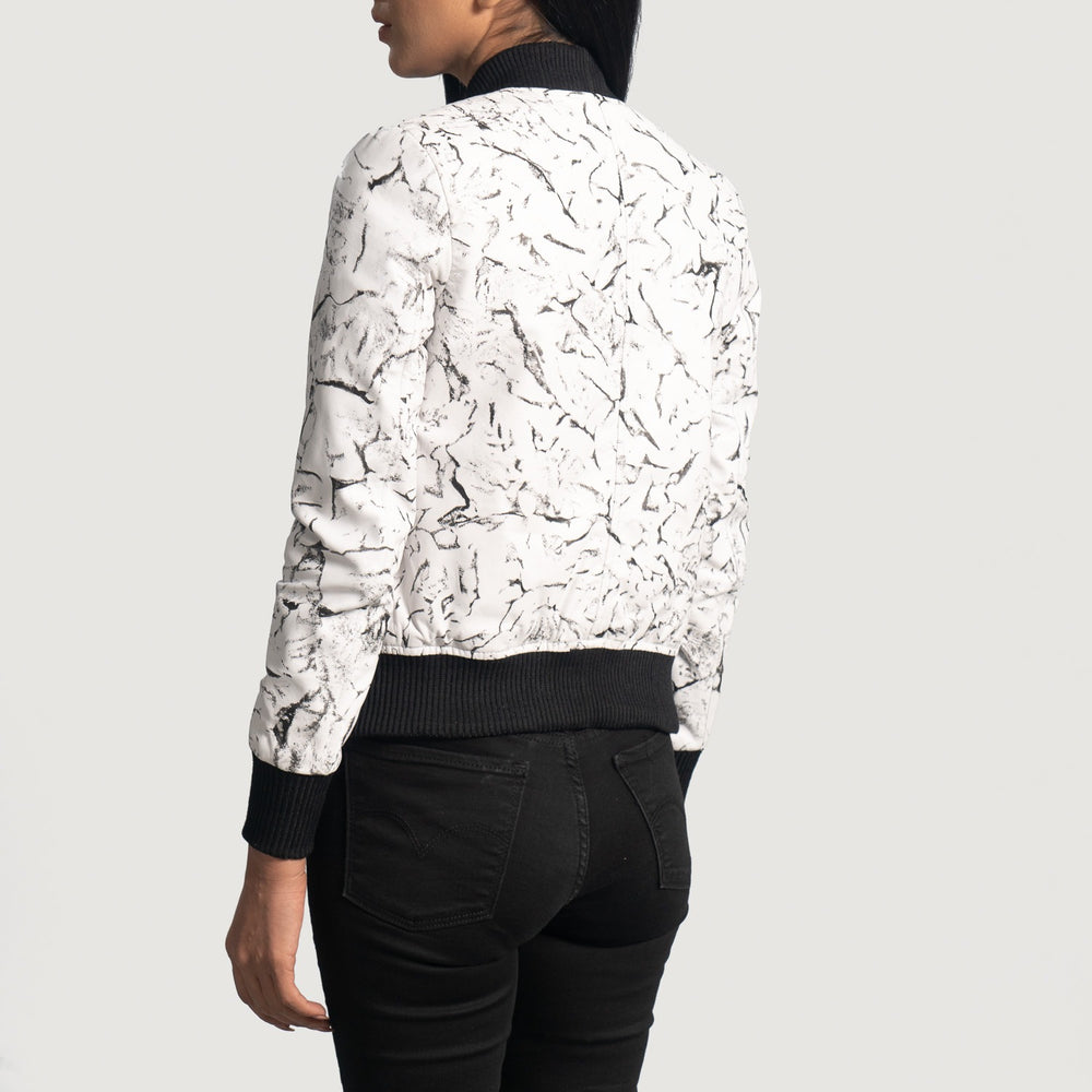 Donna Blake White Leather Bomber Jacket image 1