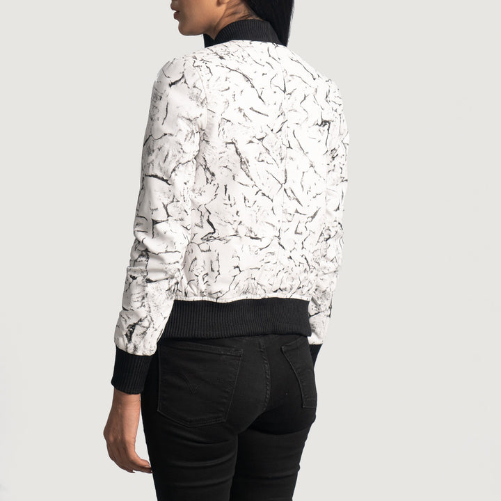 Donna Blake White Leather Bomber Jacket image 1