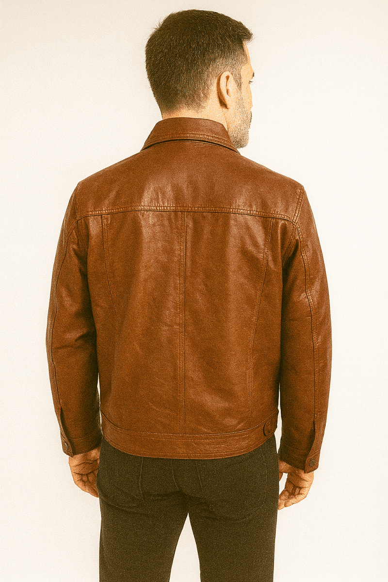 Classic Leather Jacket Genuine Leather Regular Fit Spread Collar Zip Front Closure Aviator Style - Pelleaura | Premium Quality Leather Stuff Brand USA