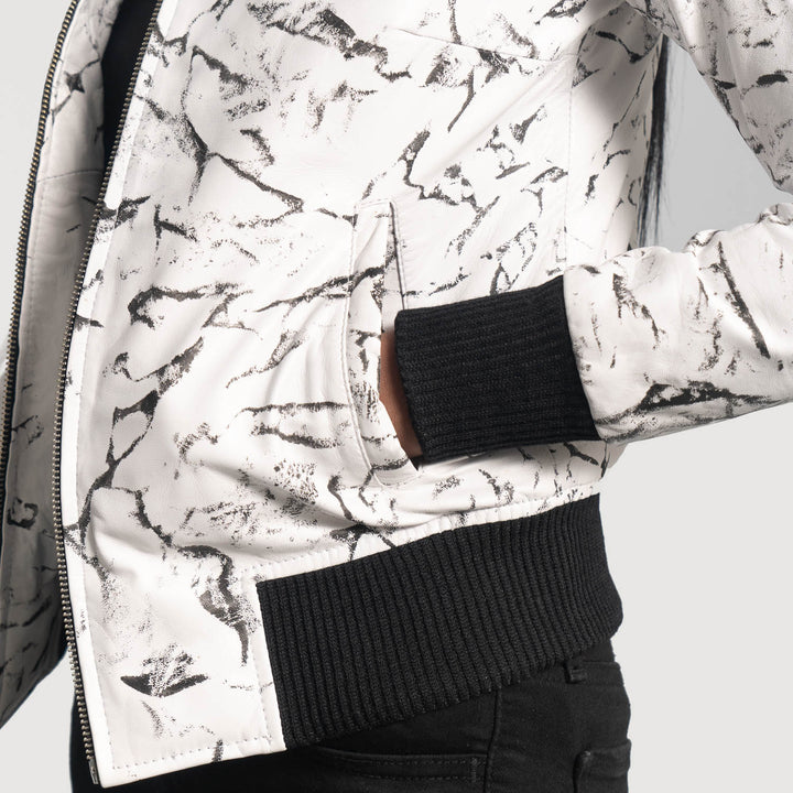 Donna Blake White Leather Bomber Jacket image 5