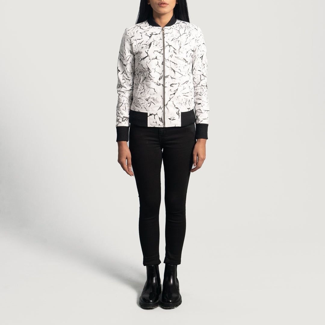 Donna Blake White Leather Bomber Jacket image 4
