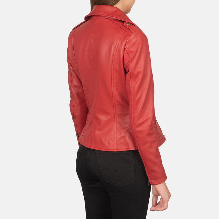 Flashback Red Leather Biker Jacket image 5