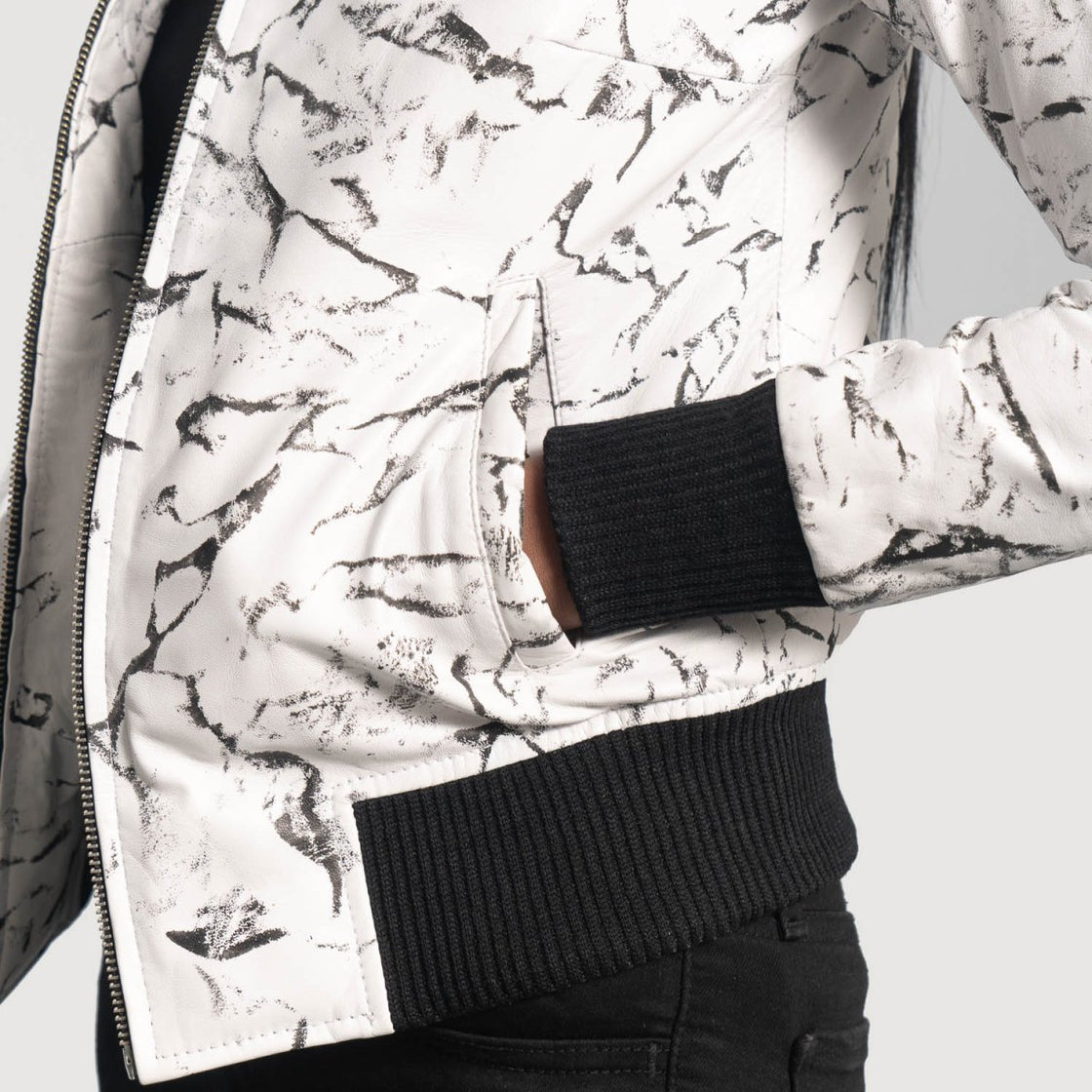 Donna Blake White Leather Bomber Jacket - Pelleaura | Premium Quality Leather Stuff Brand USA