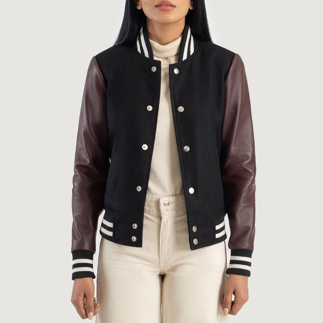 Savant Maroon & Black Hybrid Varsity Jacket image 4